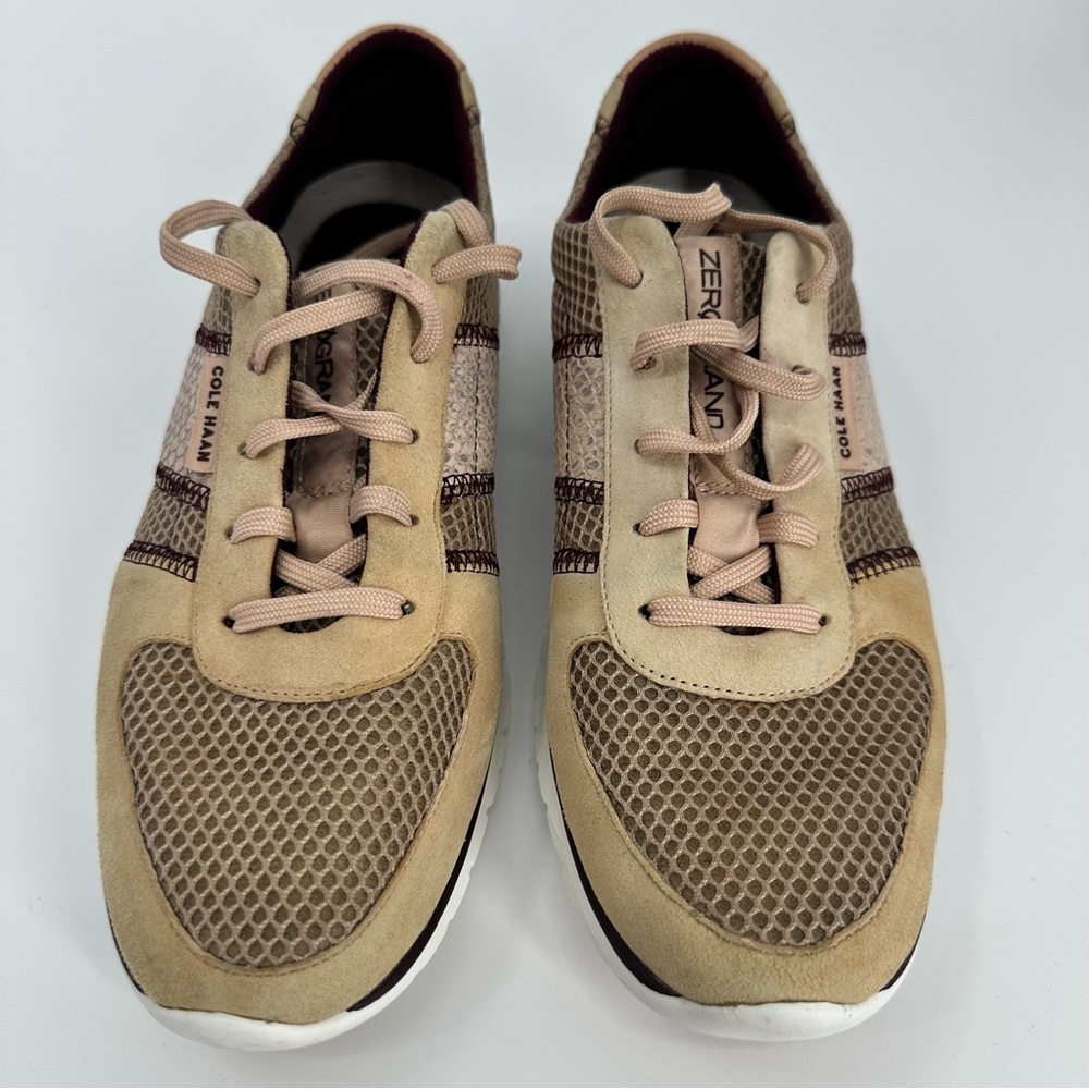 Cole Haan ZeroGrand OS Snake Skin Tan‎ Suede Sneakers Shoes Womens 9 Beige Lace